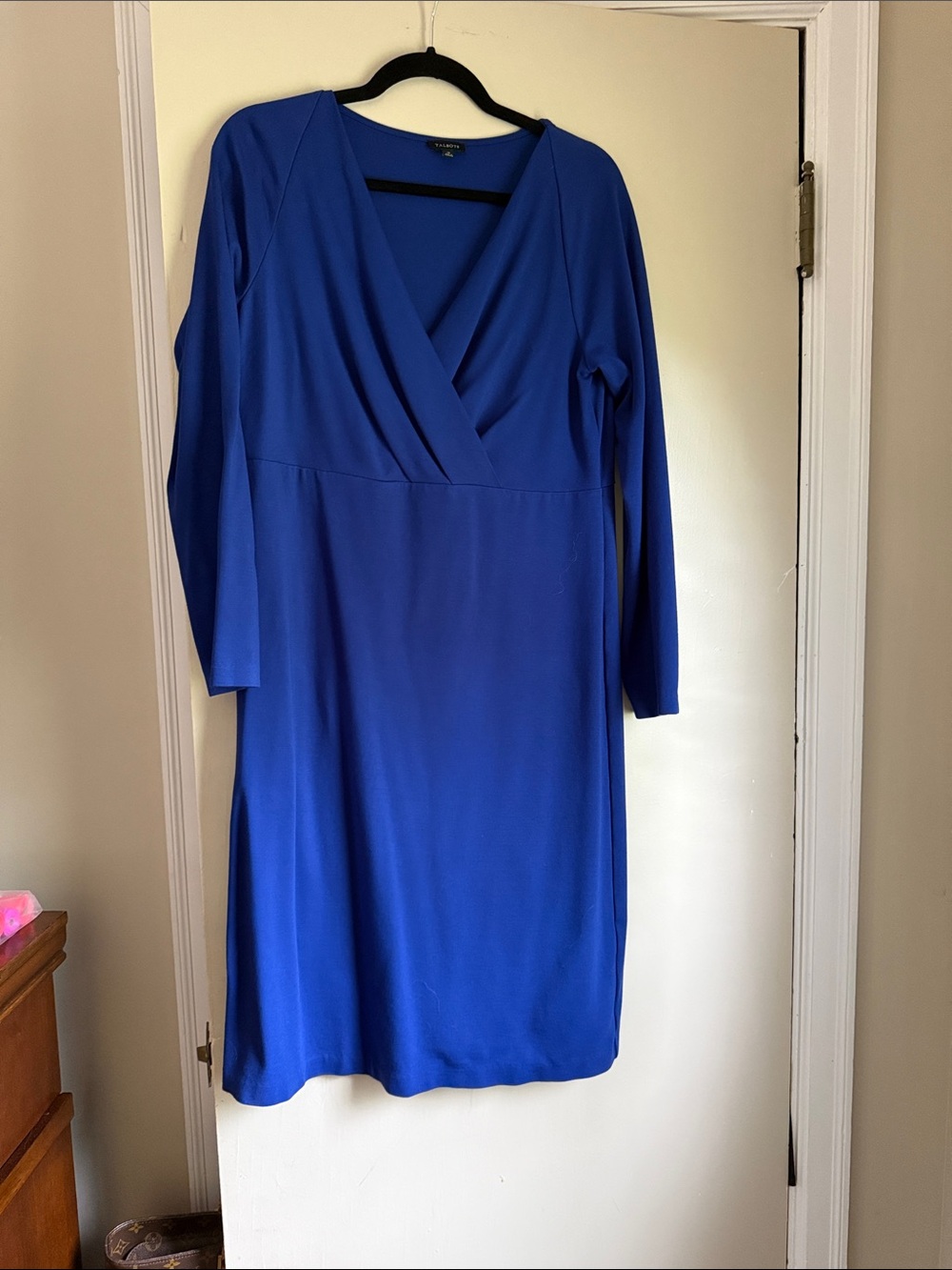 Talbots Royal Blue Long-Sleeve Faux-Wrap Dress